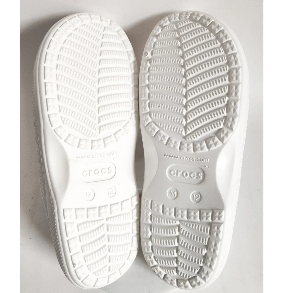 New Crocs Baya Sandals Slides M 12 W14 White Double Strap Lightweight Comfort